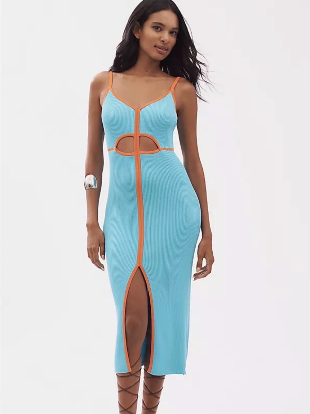 Anthro x Siempre Knit Contrast Midi Dress L